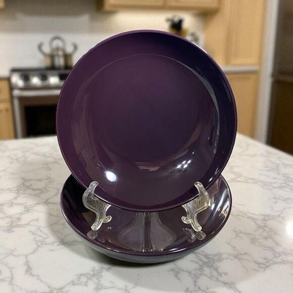 IKEA Fargrik Dark Purple Lilac 219 63 Stoneware Coupe Soup Bowl 9.5” Set Of 2 - Picture 1 of 9